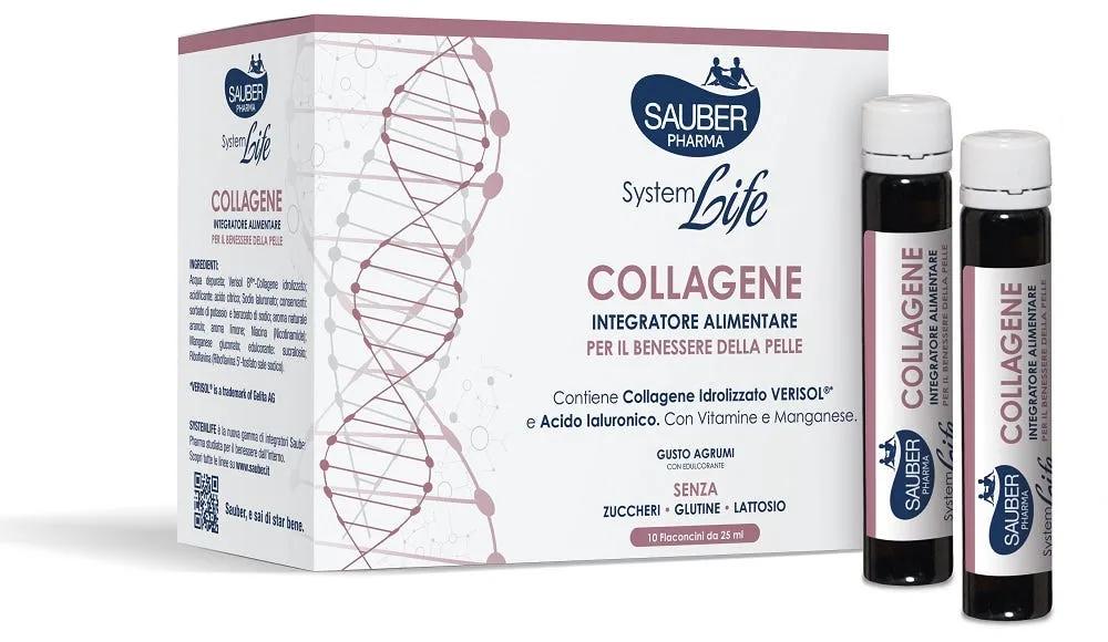 Sauber SystemLife Collagene Integratore di Collagene Antietà 10 Flaconcini