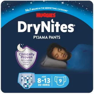 Huggies DryNites Pañales de Noche Niño Talla 8-13 (30-48 Kg) 9 Uds