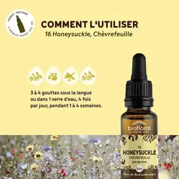 Biofloral Fleur De Bach 16 Honeysuckle Chevrefeuille Compte Gouttes Bio 20 ml