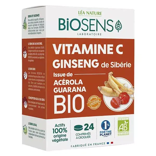 Biosens Vitamine C et Ginseng Bio 24 comprimés