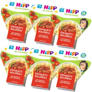 HiPP Espagueti Boloñesa con Especias Mediterráneas BIO +1 Año 6x250 gr