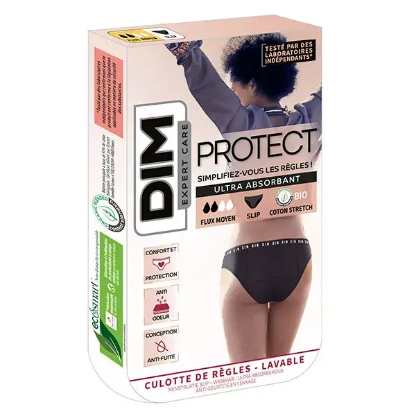 Dim Expert Care Protect Culotte de Règles Forme Slip Flux Moyen Taille 44/46