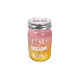 Bougie Mason Jar Citronnelle La Vie Est Plus Belle avec la Citronnelle Rose