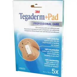 3M Tegaderm + Pad Pansement Transparent Stérile 9cm x 10cm 5 unités