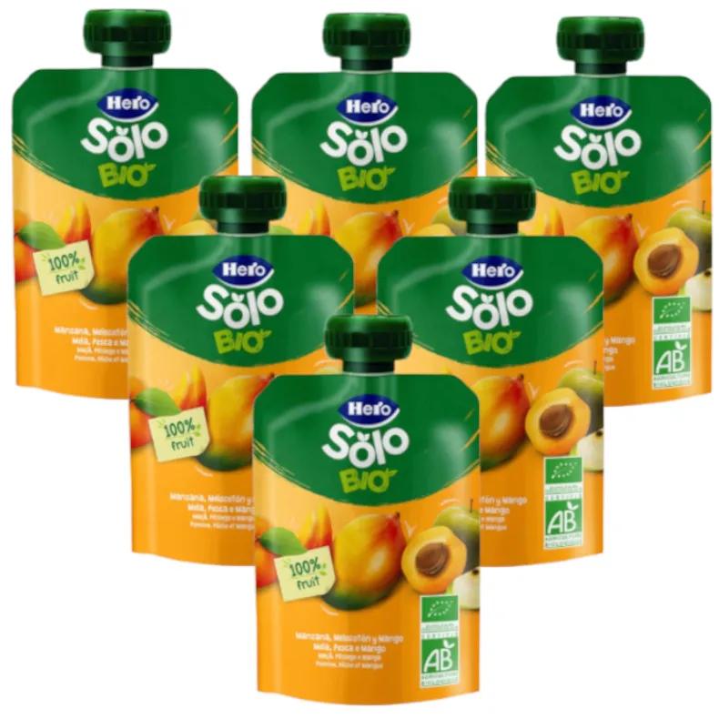 Hero Solo Bio Appel, Perzik en Mango Zak +4m 6x100 gr