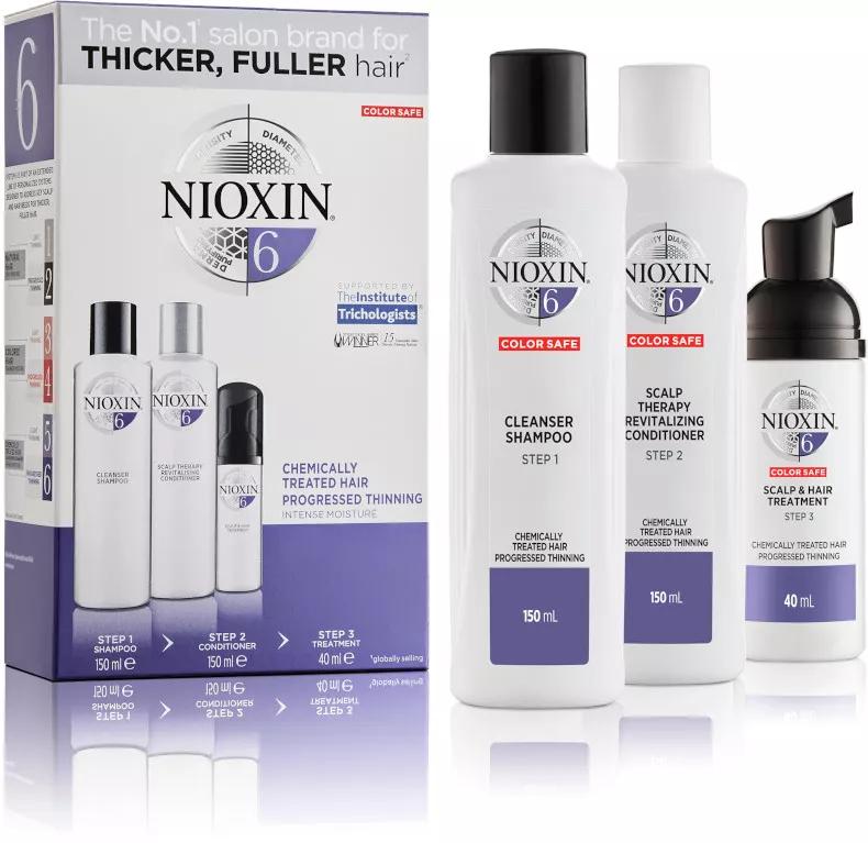 Nioxin Trial 3-Step Kit System 6 Para Cabelos Quimicamente Muito Fracos (Shampoo 150 Ml - Condicionador 150 Ml - Tratamento 50 Ml)