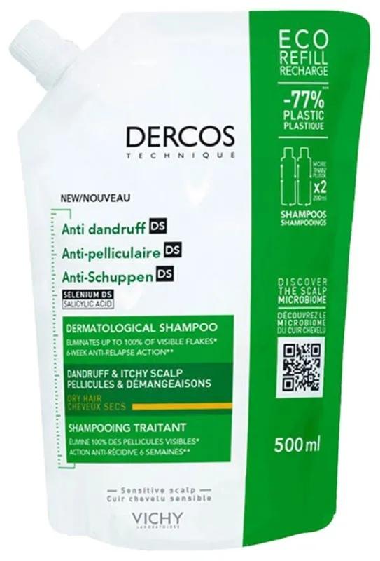 Vichy Dercos DS Shampoo Trattante Antiforfora per Capelli Secchi Eco-Refill 500 ml