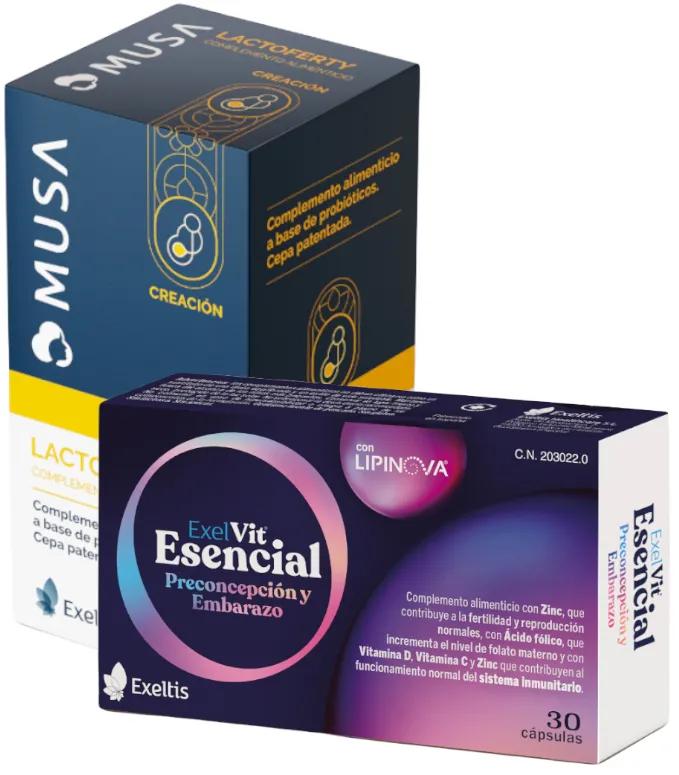 Exelvit Essential 30 capsules + Musa Lactoferty Vruchtbaarheid 30 capsules