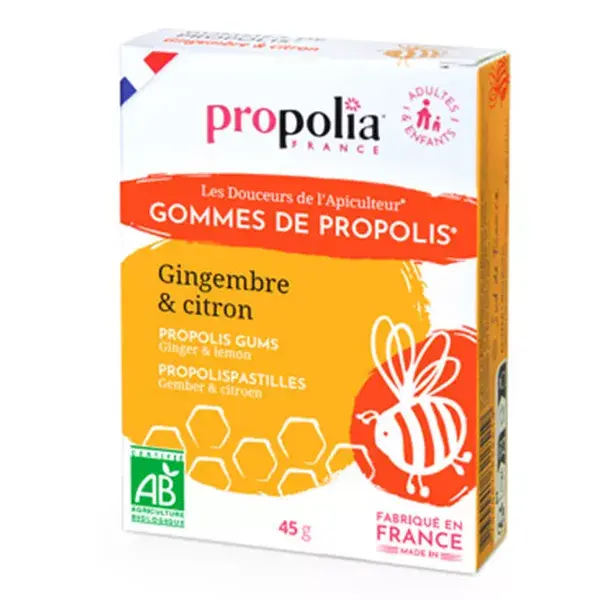 Propolia Les Douceurs de l'Apiculteur Gommes de Propolis Agave Gingembre & Citron Bio 45 unités