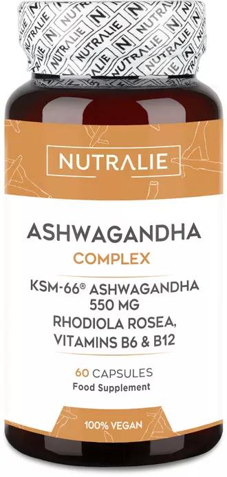 Nutralie Ashwagandha con Vitamina B6+B12 y Rodiola Ansiedad 60 Cápsulas
