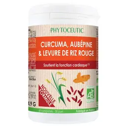 Phytoceutic Curcuma Aubépine et Levure de Riz Rouge Bio 60 comprimés