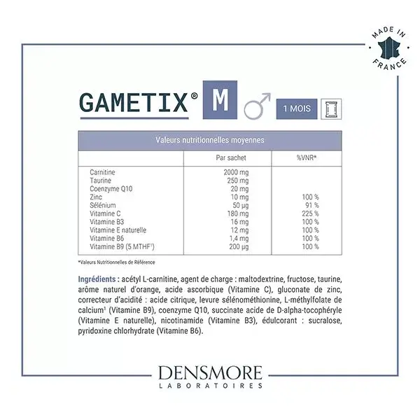 Densmore Gametix M Boost Fertilité et Reproduction Homme Cure 2 mois (Lot 2x1 mois)