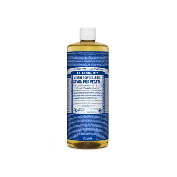 Dr Bronner's Savon Pur Végétal Menthe Poivrée "18 en 1" 473ml