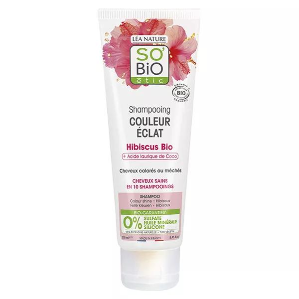 So'Bio Étic Cheveux Colorés ou Méchés Shampoing Hibiscus & Acide Laurique de Coco Bio 250ml