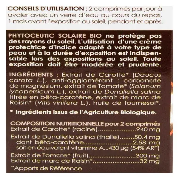 Phytoceutic Solaire Bio 60 comprimés
