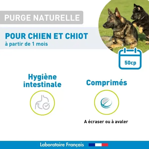 Vetoform Purge Naturelle Spécial Vers Chien et Chiot 50 comprimés