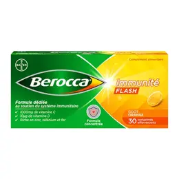 Berocca Immunité Flash Vitamine D et C Zinc Fer 30 comprimés effervescents