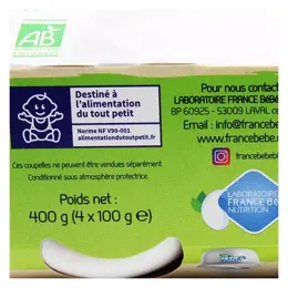 France Bébé Nutrition Brassés Yaourt Nature Bio 4 x 100g