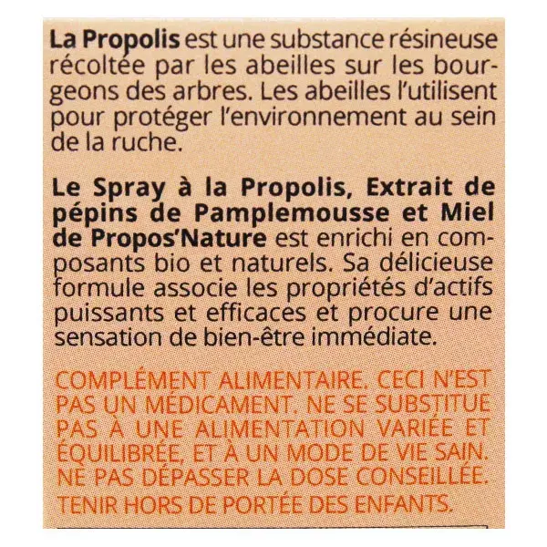 Propos'Nature Spray Bucal de Propóleo, Extracto de Semillas de Pomelo, Miel y Naranja 20ml