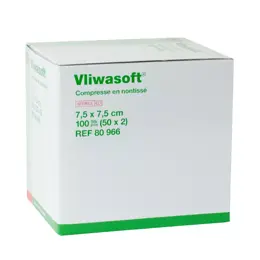 L&R Vliwasoft Compresse en Non-Tissé 30g S-2 7,5cmx7,5cm Boîte-50s Stérile 