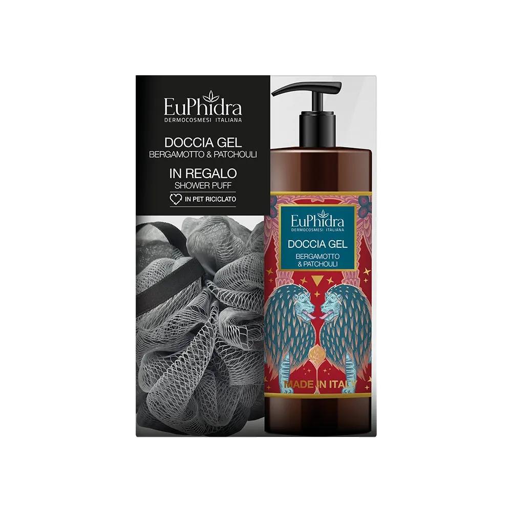 Euphidra Cofanetto Bergamotto & Patchouli Doccia Gel + Shower Puff in Omaggio