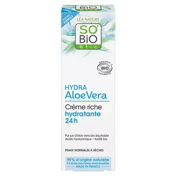So'Bio Étic Hydra Aloe Vera Crème Riche Hydratante Aloe Vera Bio 50ml