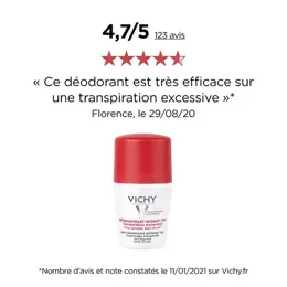 Vichy Déodorant Détranspirant Intensif 72h Roll-On Lot de 2 x 50ml