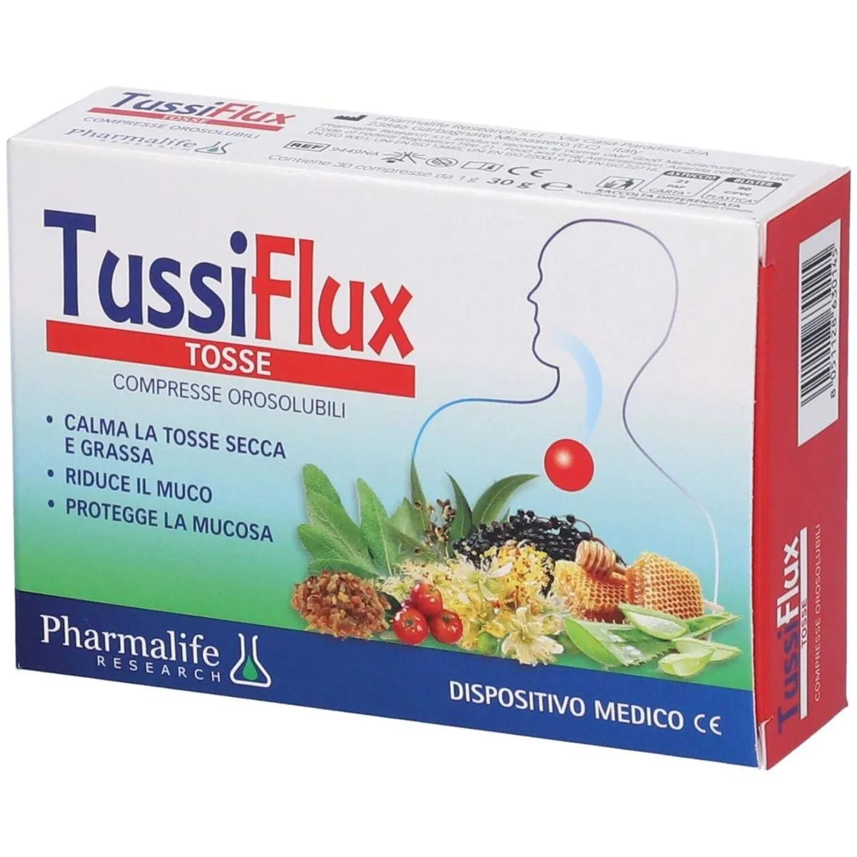 TussiFlux Tosse Rimedio Naturale Contro Tosse Secca e Grassa 30 Compresse