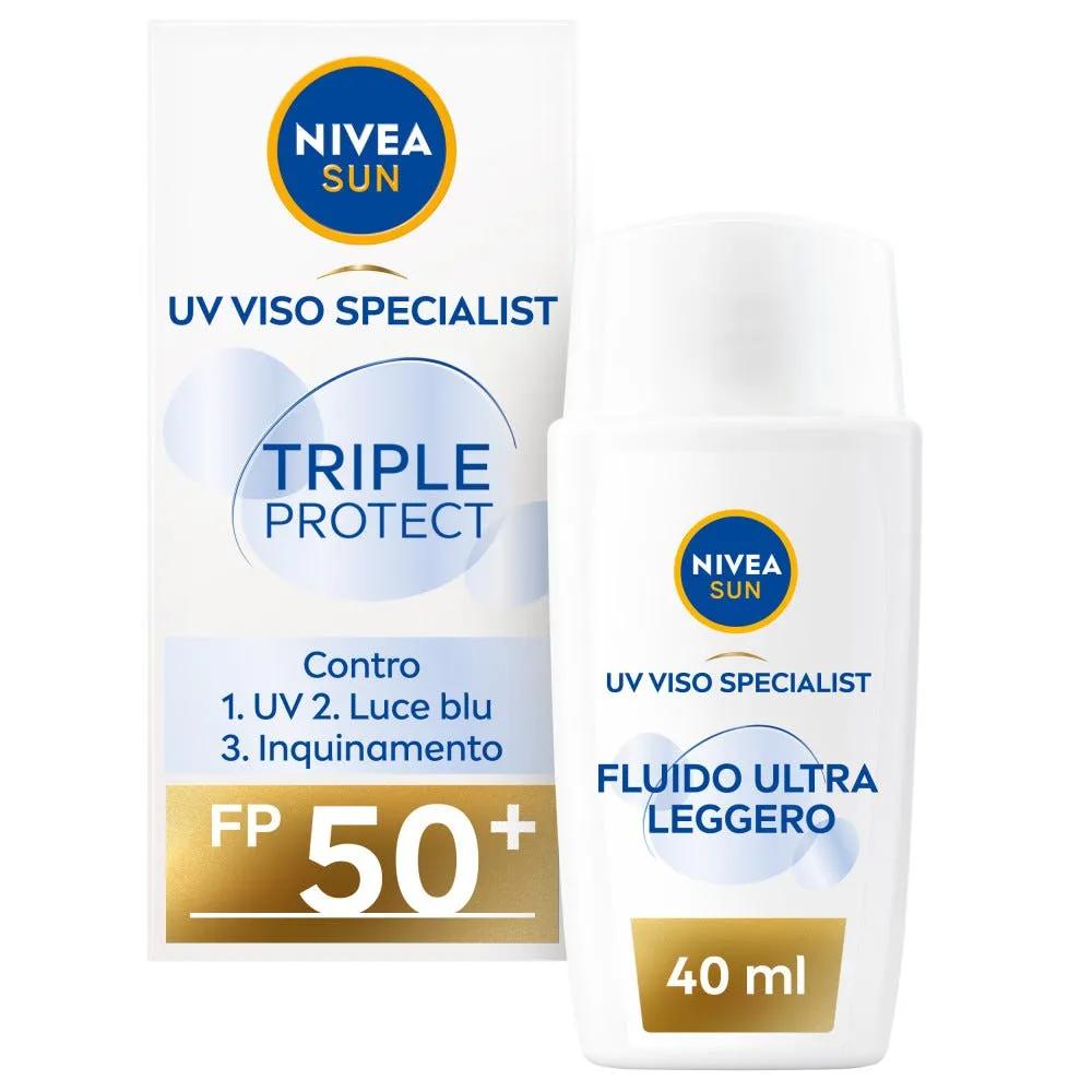 Nivea Sun Crema Solare Viso Triple Protect SPF50+ Fluido Ultra Leggero 40 ml