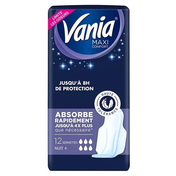 Vania Maxi Serviettes Périodiques Nuit+ 12 protections