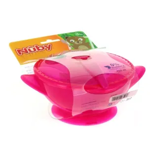 Nuby Bol Ventosa y Cuchara +6m 400 ml Rosa