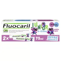 Fluocaril Junior 6-12 ans Dentifrice Gel Bubble Lot de 2 x 75ml