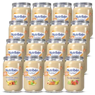 Nutribén Diverse fruitpotten +6m 16 stuks