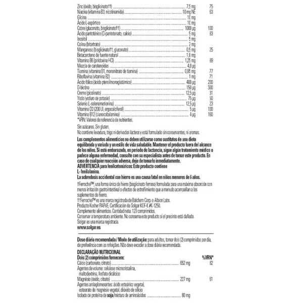 Compléments Alimentaires Solgar Prenatal Nutrients - X120 Comprimés - Neuf