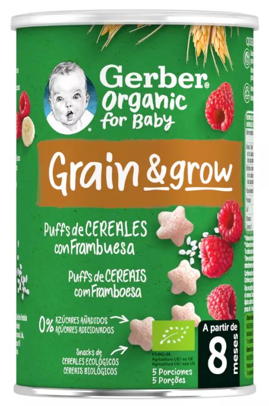 Gerber Puff Snack Orgánico de Cereais e framboesa 35gr