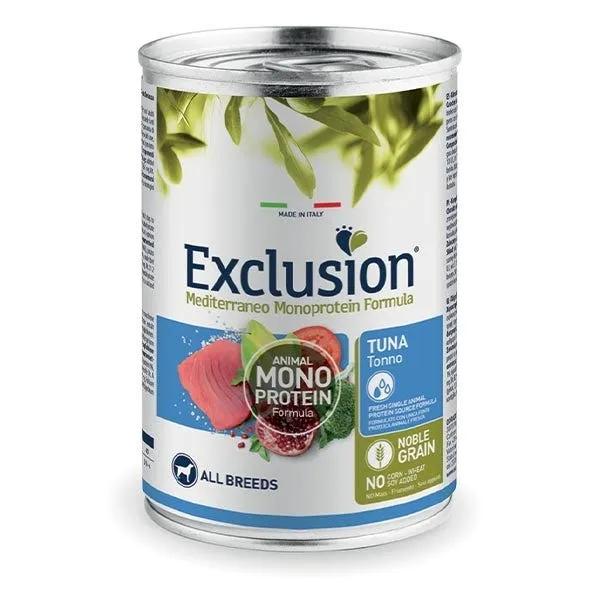 Exclusion Mediterraneo Monoprotein Noble Grain Umido Al Tonno Per Cani Lattina 400Gr