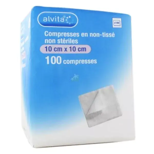 Alvita Compresse Non-Tissée Non Stérile 10 x 10cm 100 unités