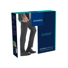 Sigvaris Expert Bas Auto-Fixants Homme Classe 3 Long Taille XXL Noir