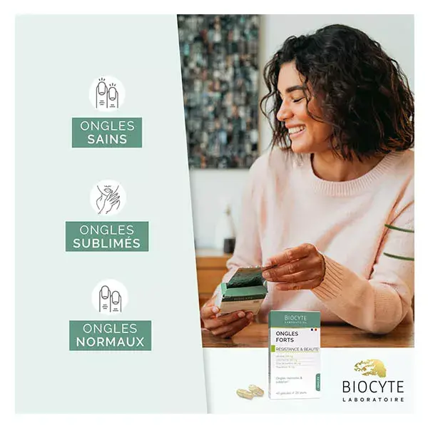 Biocyte Ongles Forts Kératine, Lithothamne Résistance & Beauté 40 gélules