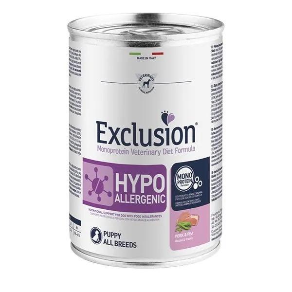 Exclusion Veterinary Diet Hypoallergenic Maiale E Piselli Per Cani Cuccioli Lattina 400Gr