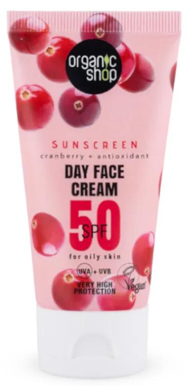 Organic Shop Facial Day Cream SPF50 Cranberry + Antioxidants 50 ml