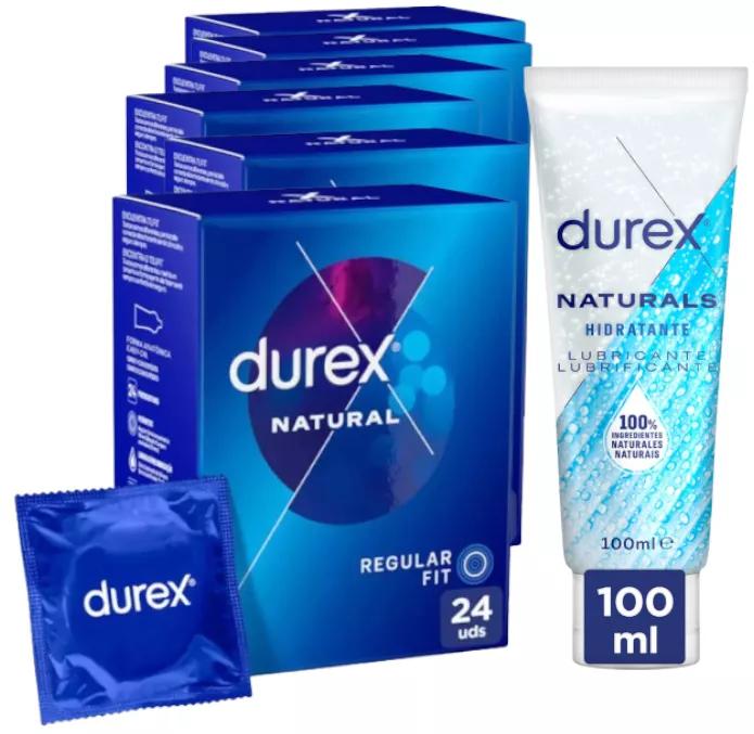 Durex Natural Moisturizing Glijmiddel 100 ml + Natural Plus Easy On Condoom 6x24 stuks