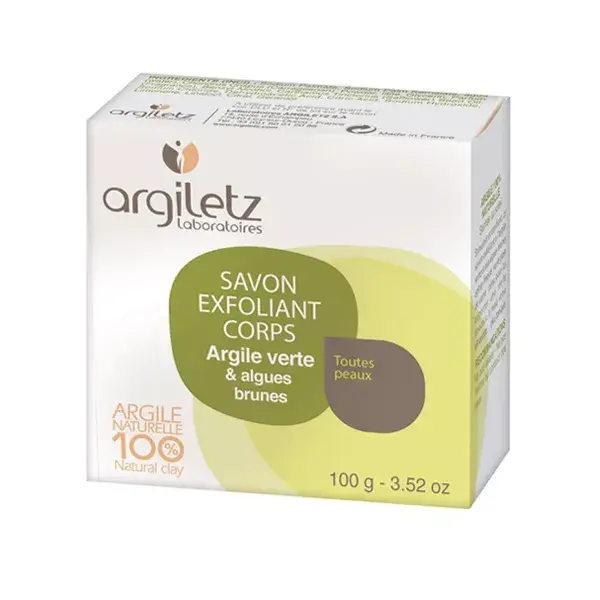 Argiletz Savon Naturel Exfoliant Argile Verte et Algues Brunes 100g