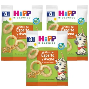 HiPP Organic Spelled and Oatmeal Rings +8m 3x30 gr