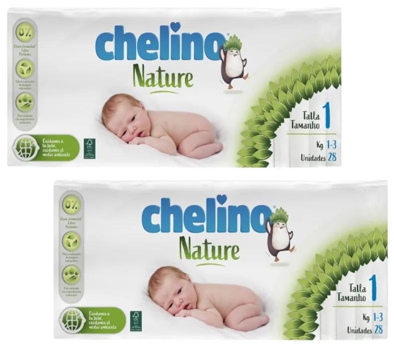 Chelino Nature Luiers Maat 1 (1-3 Kg) 2x28 stuks