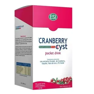 ESI Cranberry Cyst Pocket Drink Sabor Maçã Vermelha 16 Sachês Bebíveis