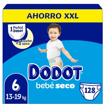 Dodot Bebé Seco Pañales Box XXL T6 (13-18 kg) 128 uds