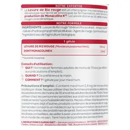 Superdiet Levure de Riz Rouge Bio 120 gélules