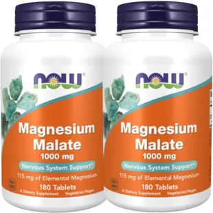 Now Foods Magnesium Malate 1000mg 2x180 Tablets