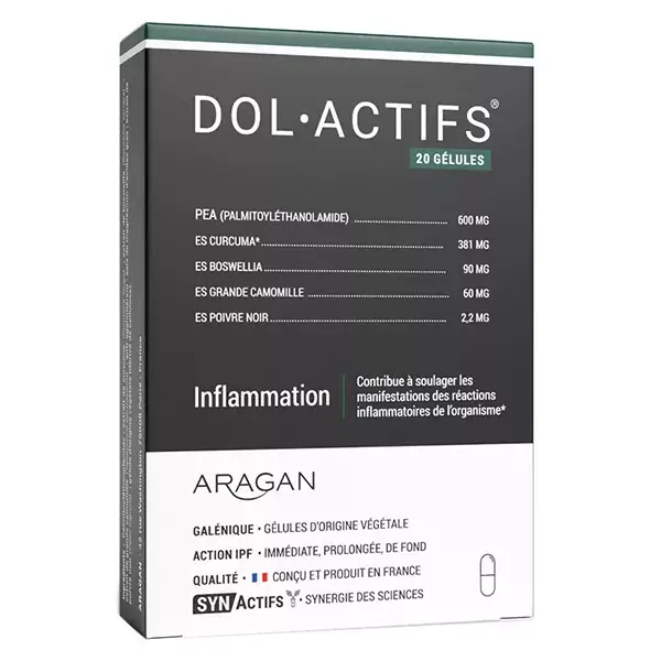 Aragan - Synactifs - Dolactifs® - Anti Inflammatoire - Curcuma - 20 Gélules